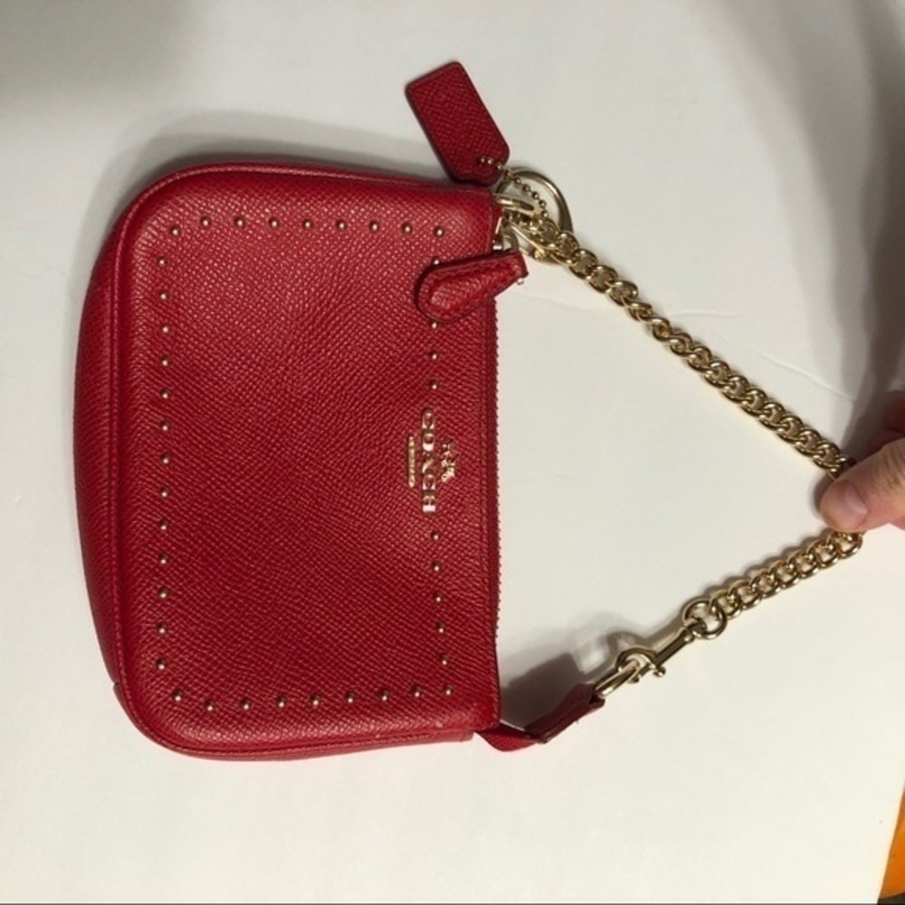 COACH red grosgrain leather mini bag studded - Picture 15 of 15